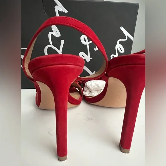 Like new Banana Republic Red Suede Fringe Slingback Heels size9.5 - Picture 2 of 4